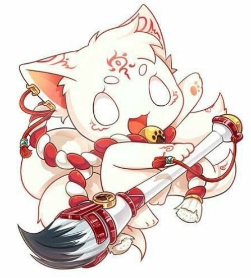 Hồ ly dễ thương cầm bút lông khổng lồ