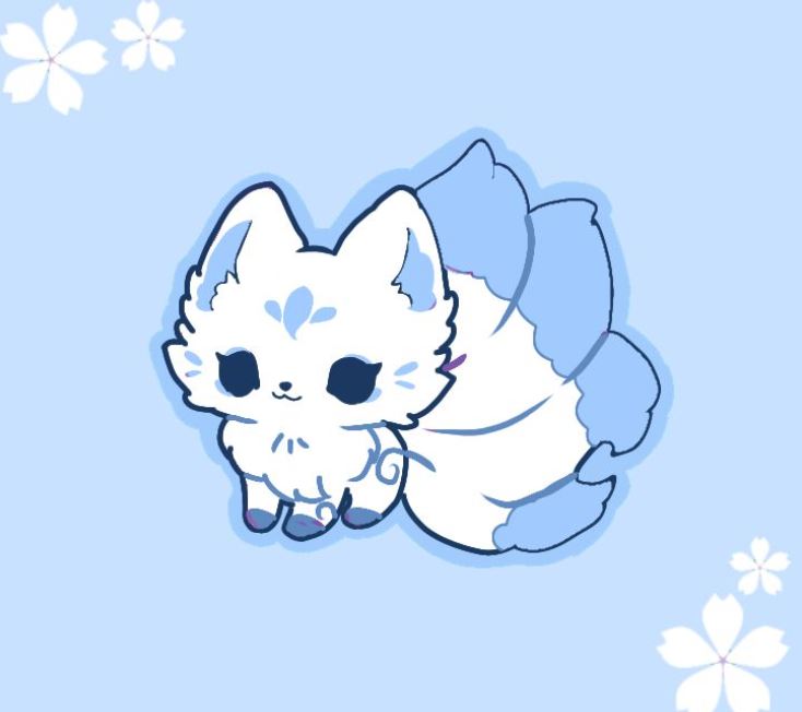 Hồ ly anime xanh băng siêu dễ thương