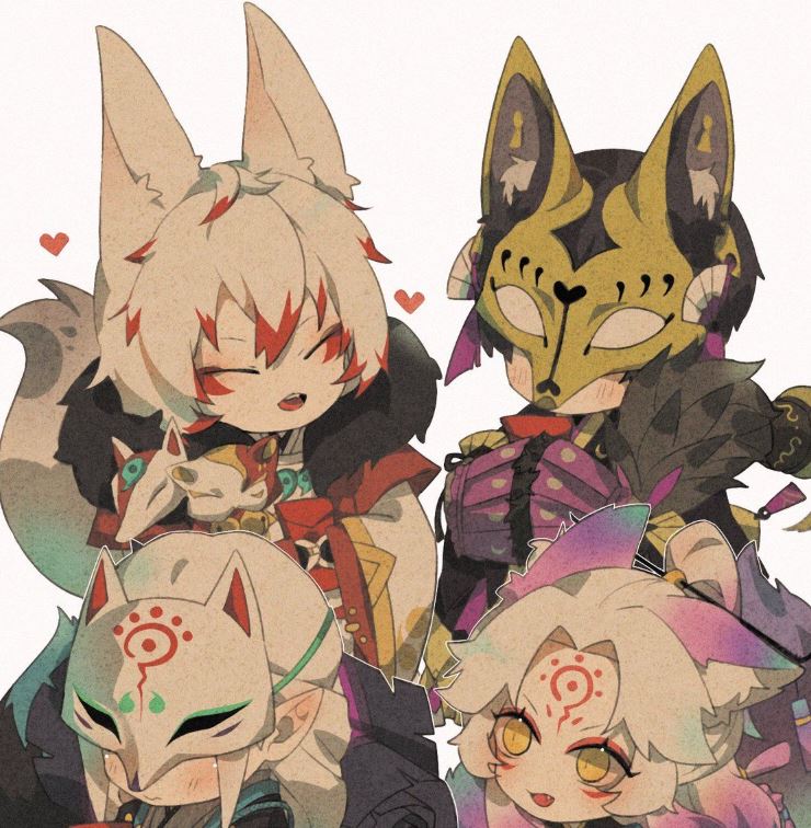 Nhóm hồ ly mặt nạ cùng tạo dáng dễ thương