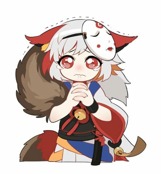 Hồ ly ngại ngùng cầu xin với đôi mắt đỏ