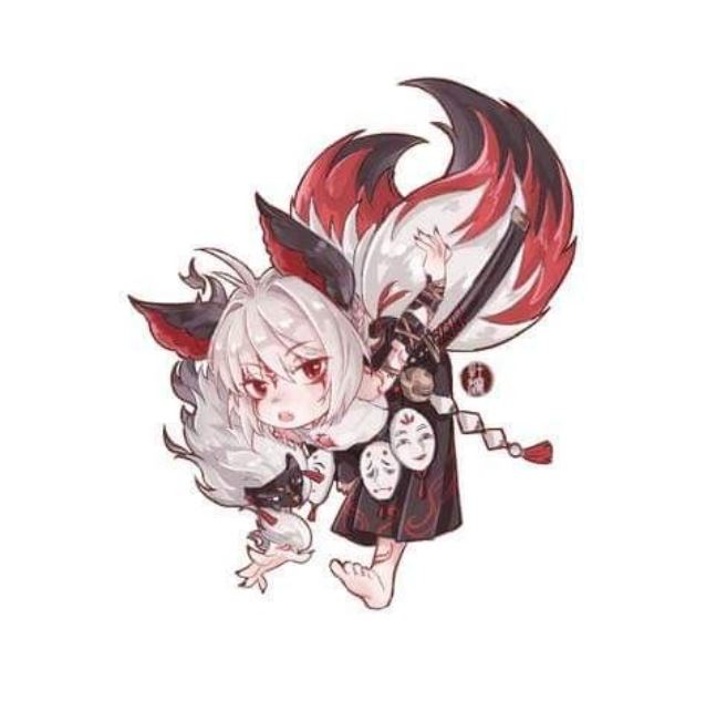 Hồ ly mạnh mẽ với áo choàng và mặt nạ