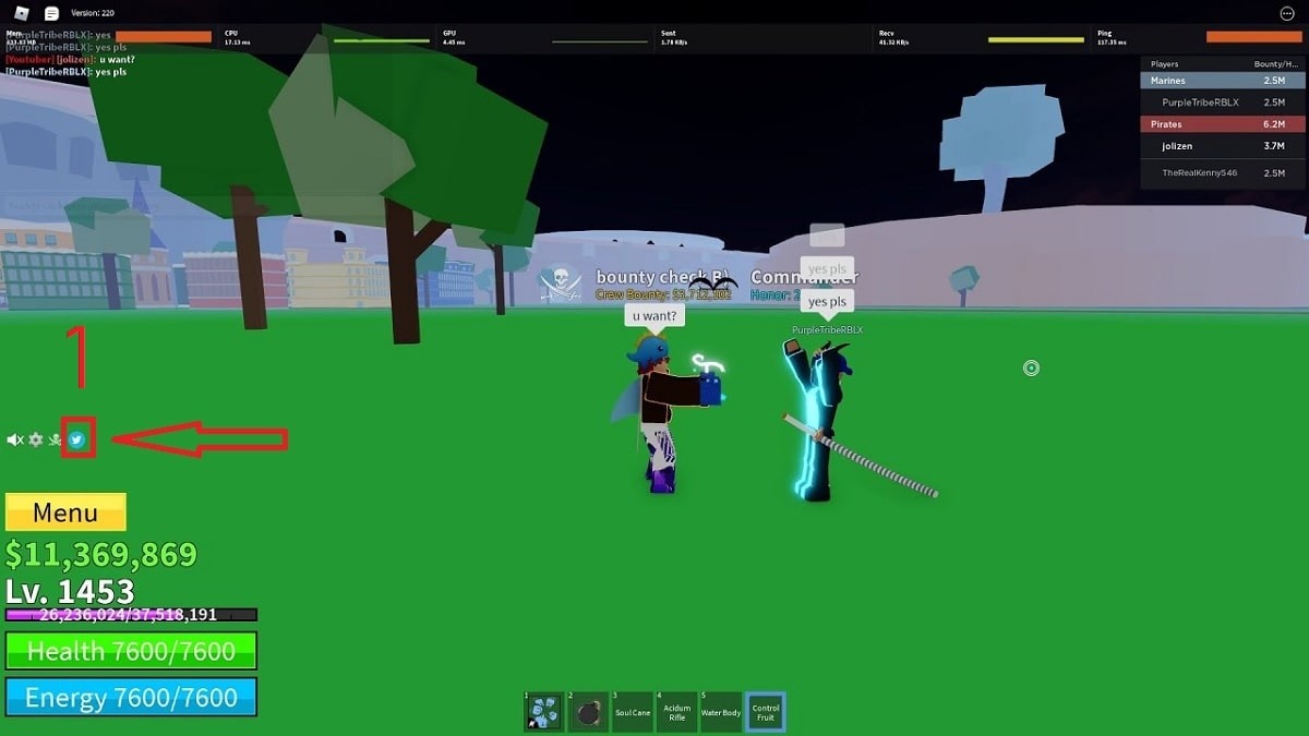 Hướng dẫn cách nhập code Blox Fruit - bước 2