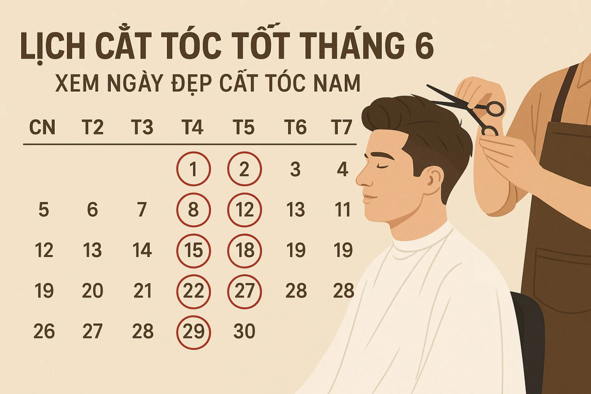 Lịch Cắt Tóc Nam Tốt Trong Tháng 6/2025 – Xem Ngày Đẹp Để Cắt&nbsp;Tóc