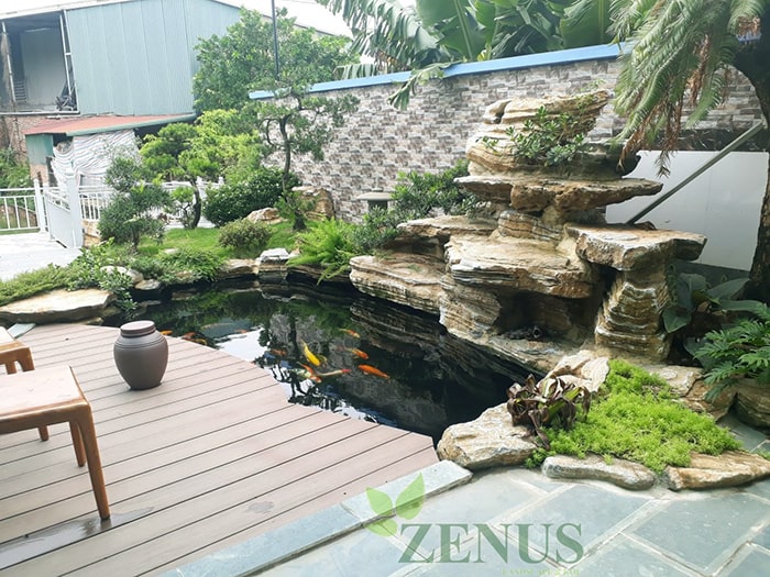 Thi công thác nước hồ koi Chương Mỹ