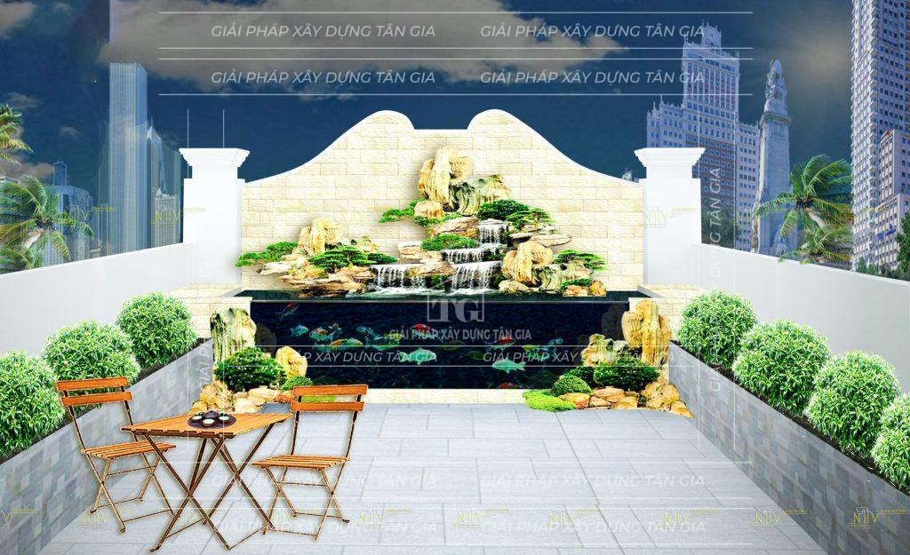 Thiết Kế Hồ Cá Koi Mini Kính Cường Lực Trên Sân Thượng