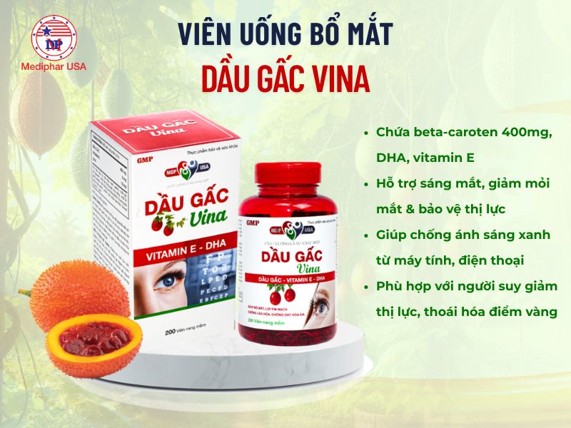Dầu gấc Vina giúp tăng cường thị lực, chóng mỏi mắt khi làm việc với máy tính