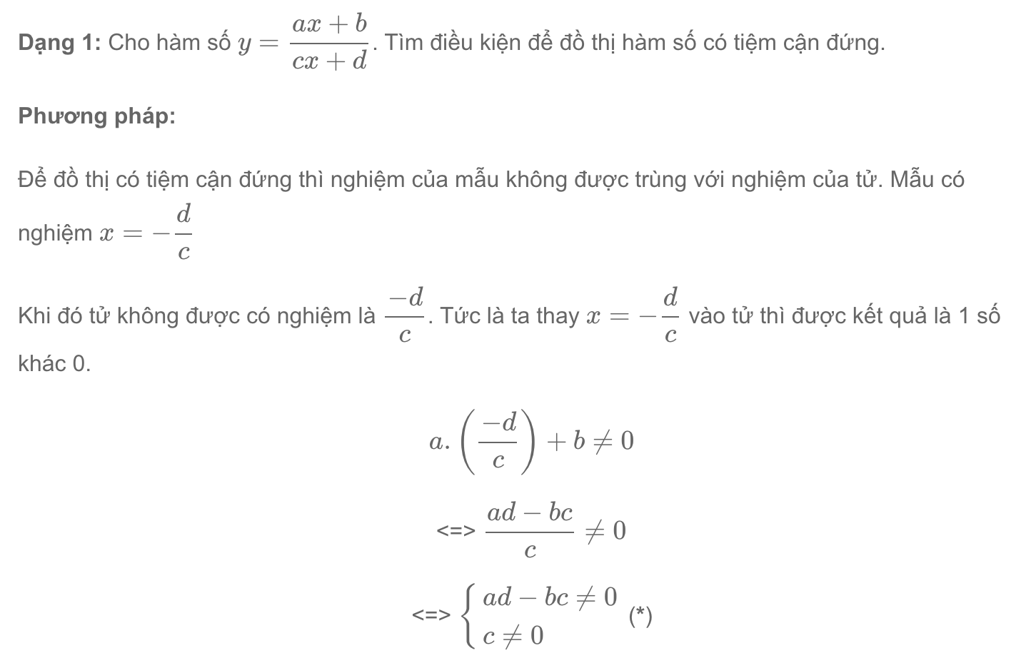 Tìm m để hàm số có tiệm cận đứng