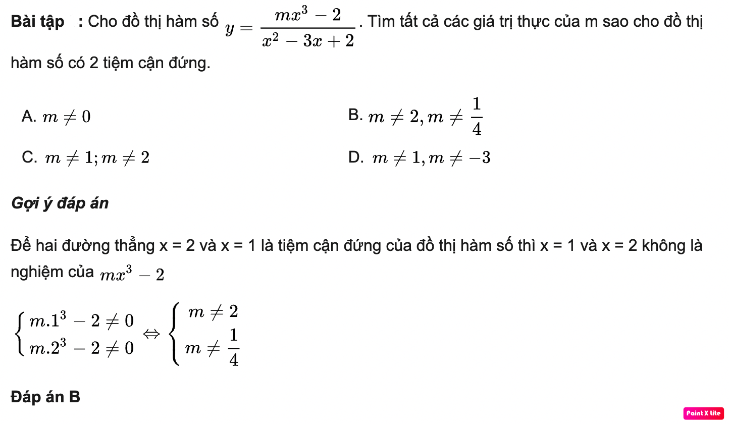 Tìm tất cả giá trị của m để hàm số có 2 đường tiệm cận đứng