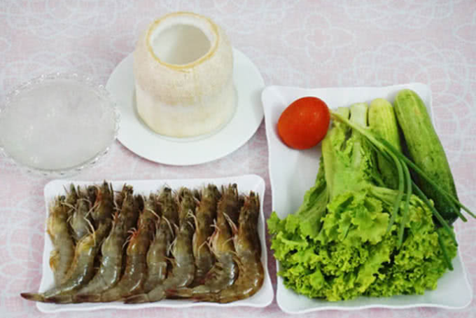 Nguyên liệu làm tôm hấp nước dừa