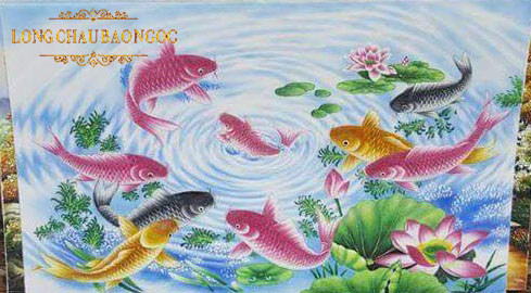 tranh đá quý cửu ngư quần hội 1