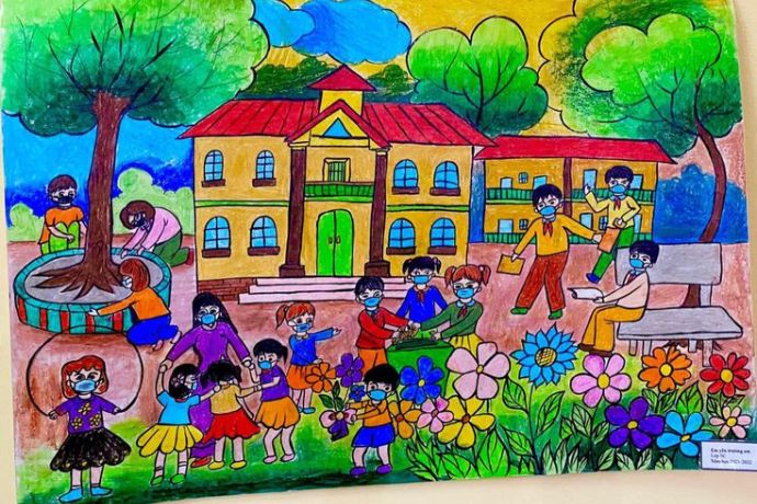 20+ bức tranh hoạt động ở trường đẹp và dễ vẽ nhất