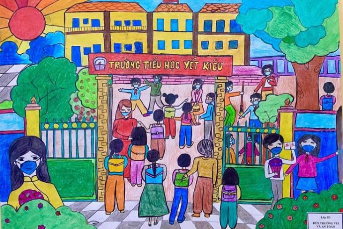 20+ bức tranh hoạt động ở trường đẹp và dễ vẽ nhất