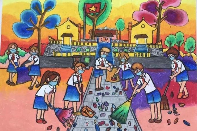 20+ bức tranh hoạt động ở trường đẹp và dễ vẽ nhất