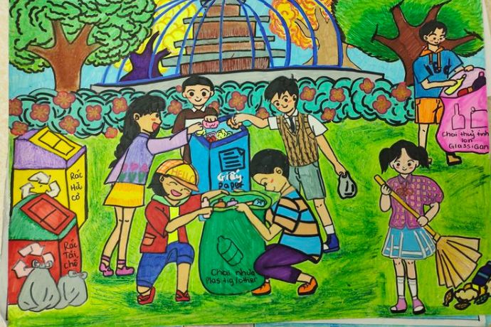 20+ bức tranh hoạt động ở trường đẹp và dễ vẽ nhất