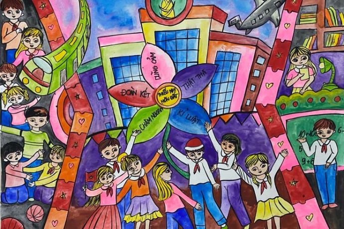 20+ bức tranh hoạt động ở trường đẹp và dễ vẽ nhất