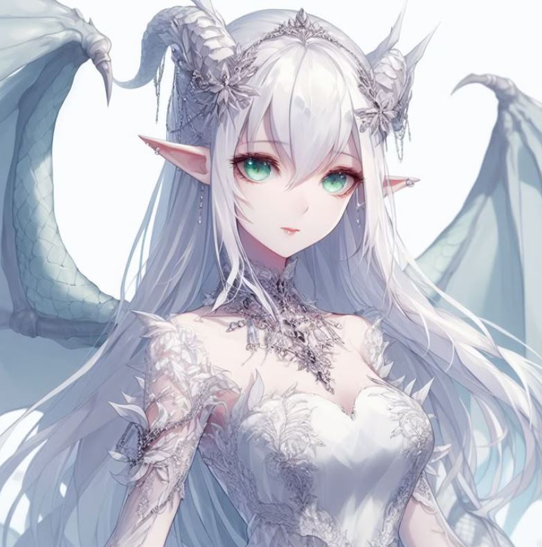 Công chúa rồng anime với ánh mắt lục bảo