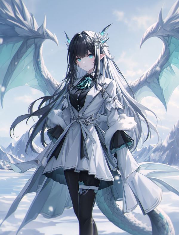 Rồng anime băng giá và cô gái áo trắng