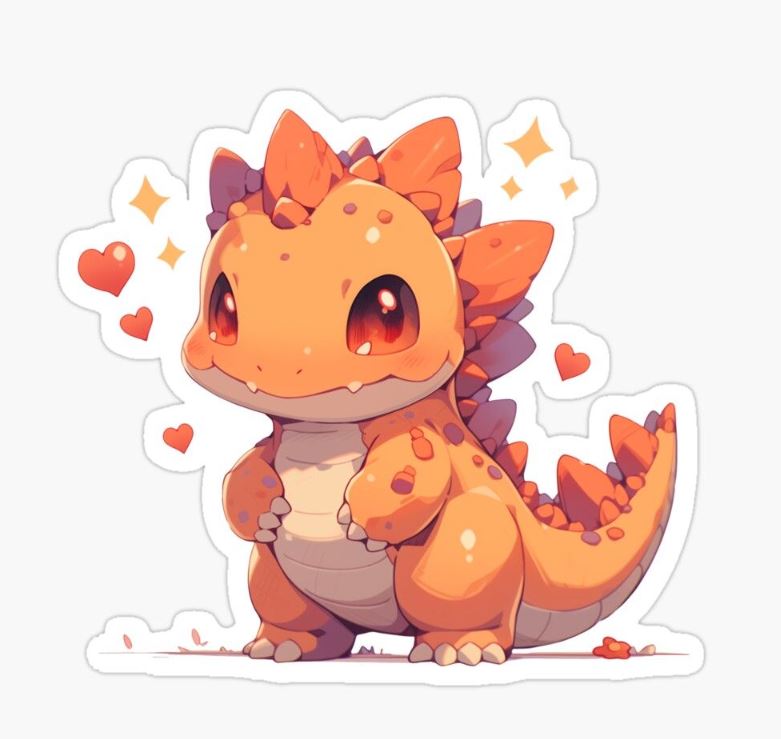 Rồng anime cam nhỏ xíu giữa trái tim bay