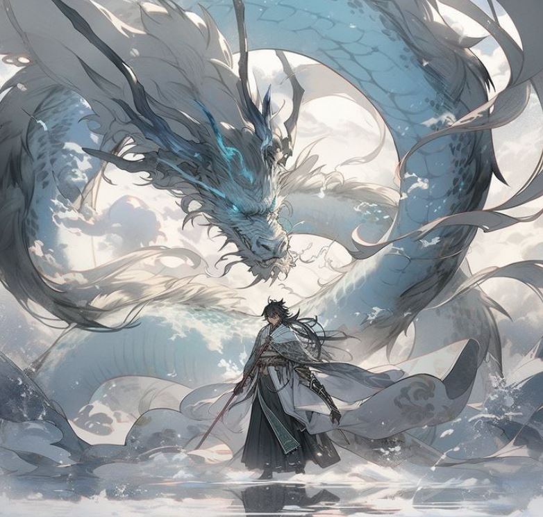 Khí thế rồng anime khổng lồ giữa trời mây