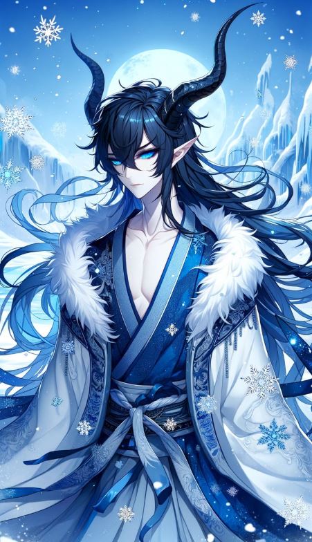 Rồng anime băng giá giữa vùng tuyết trắng