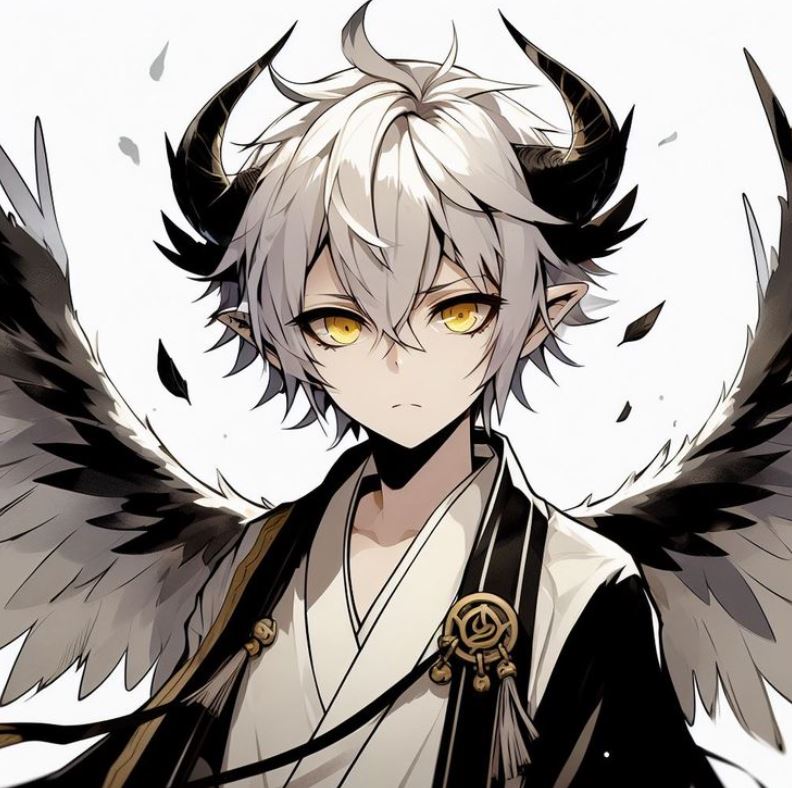 Rồng anime trắng đen với ánh nhìn sắc lạnh