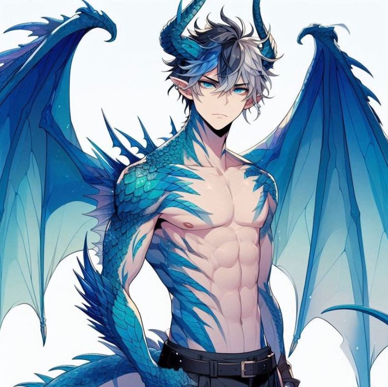 Chiến binh rồng anime mạnh mẽ với vảy xanh lam