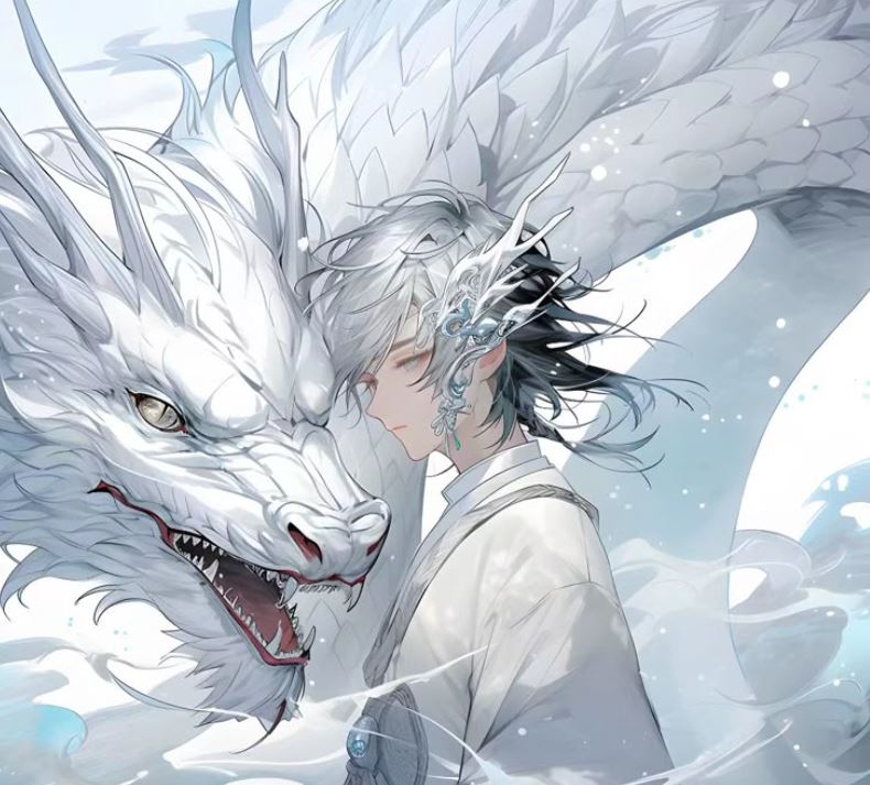 Rồng anime trắng tinh khiết và thiếu niên yên tĩnh