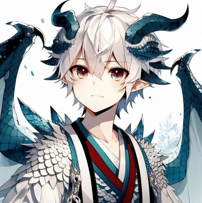 Cậu bé anime lai rồng vảy xanh mạnh mẽ