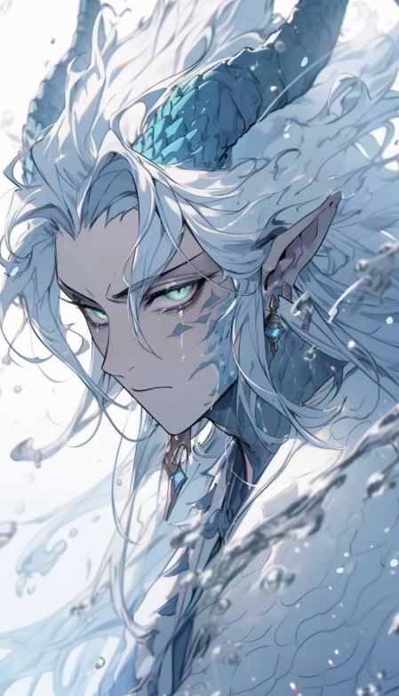 Rồng anime sừng xanh và đôi mắt sắc lạnh