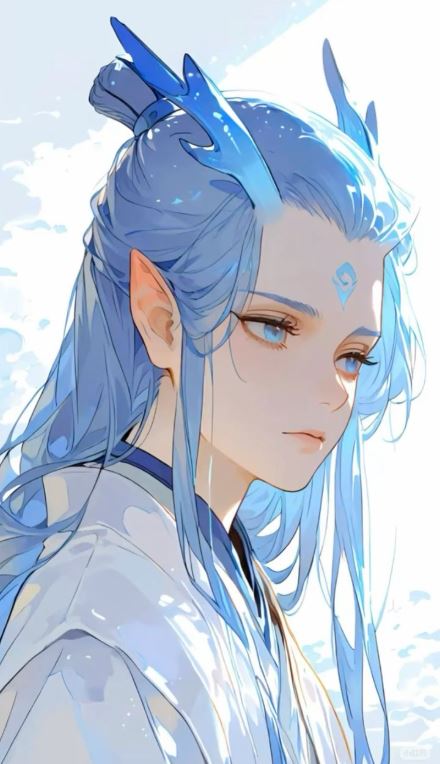 Rồng anime tóc trắng mắt xanh đầy ma lực