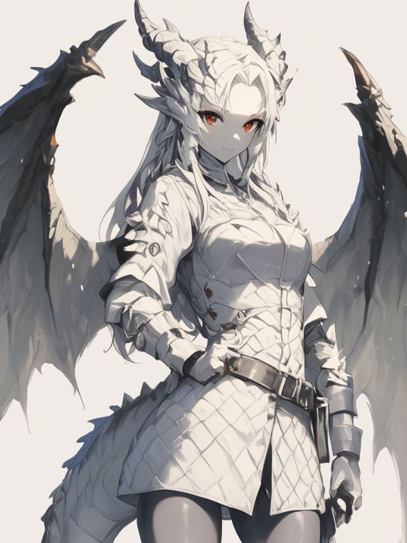 Rồng anime bọc giáp trắng cùng ánh mắt sắc