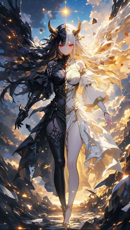 Nữ chiến binh anime bóng tối và ánh sáng