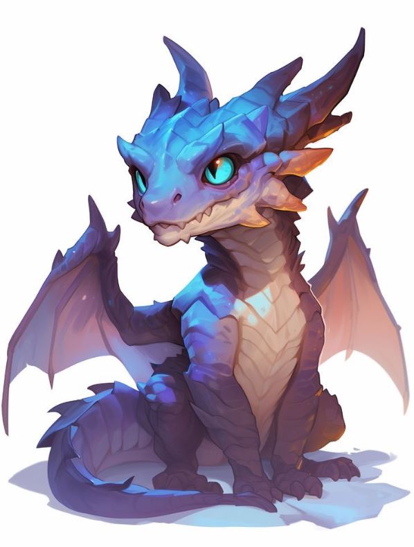 Rồng anime xanh dương dễ thương với mắt to sáng