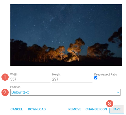 adjust node image change size position