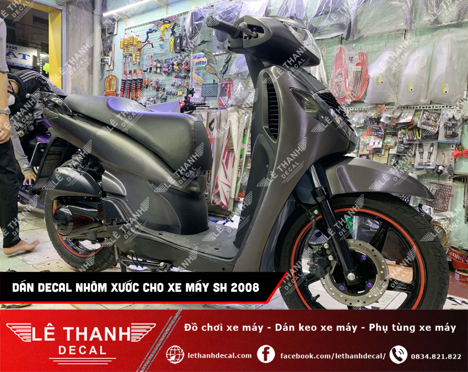 dán đổi màu decal nhôm xước SH 2008