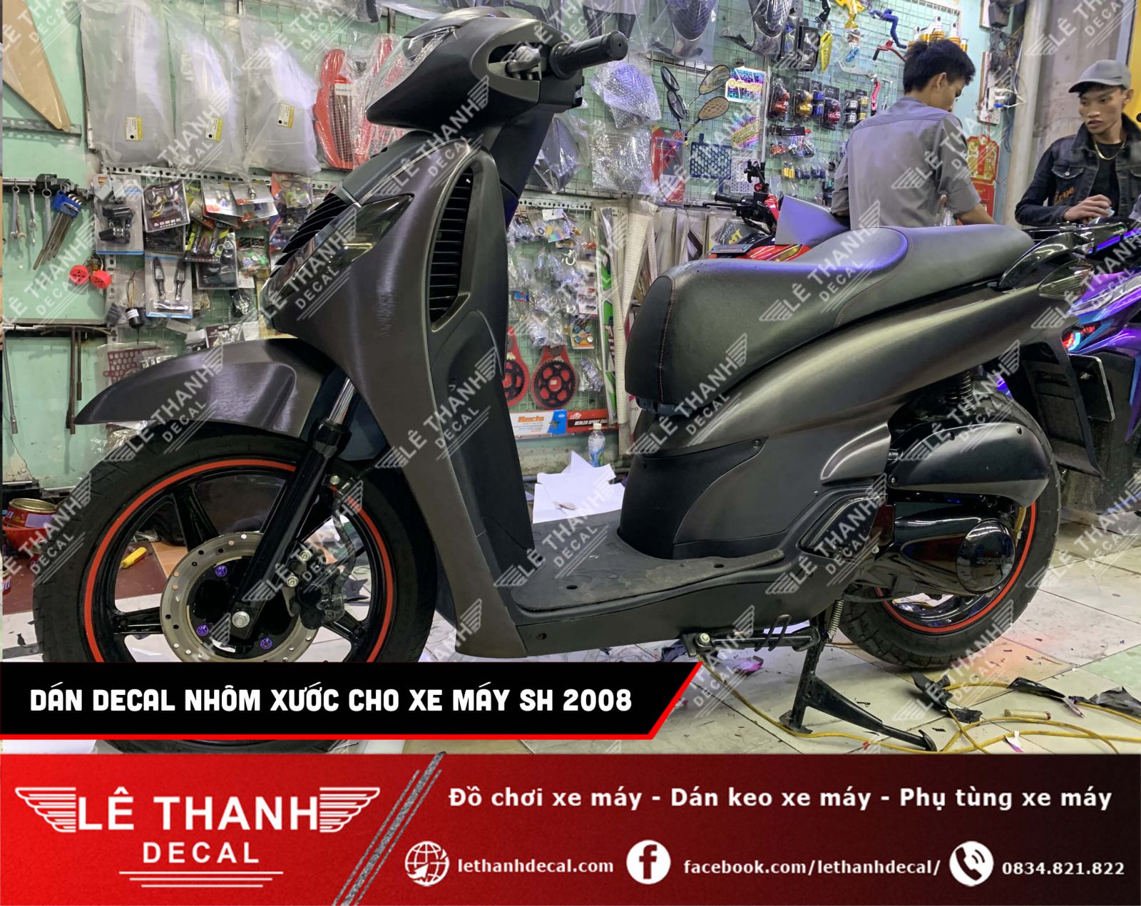 dán đổi màu decal nhôm xước SH 2008