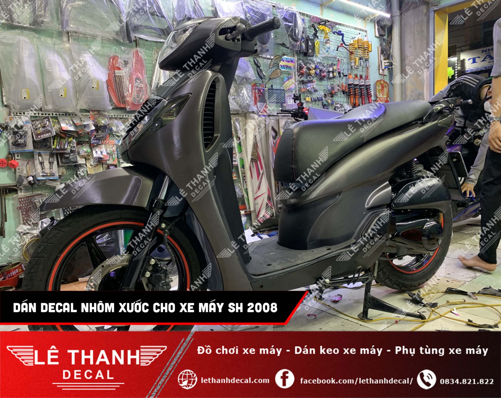 dán đổi màu decal nhôm xước SH 2008