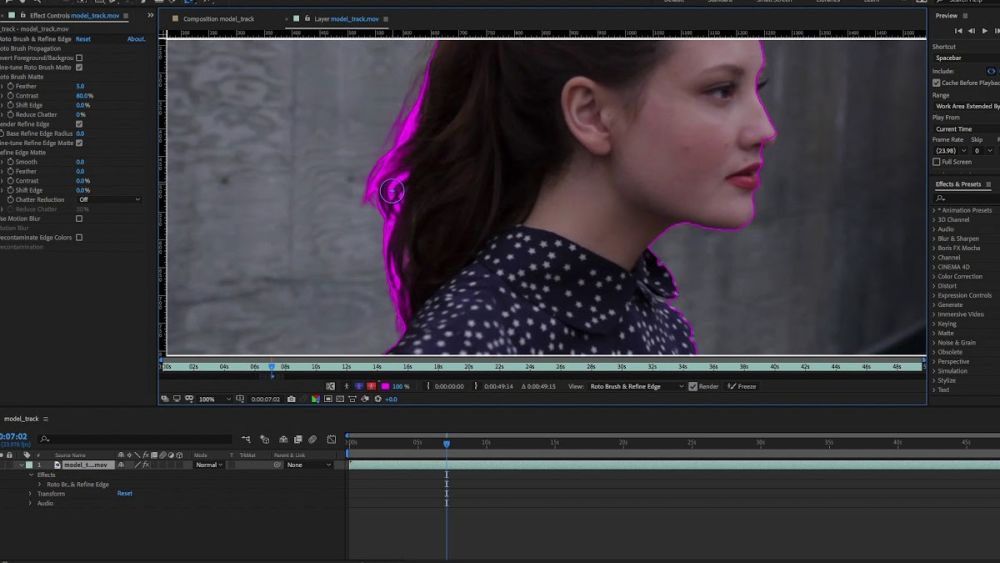 Adobe After Effects 2024 dùng AI phân tách đối tượng