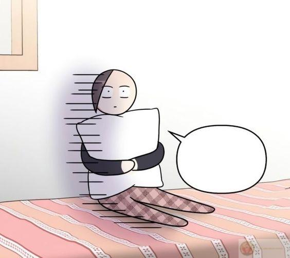 meme anime ôm gối