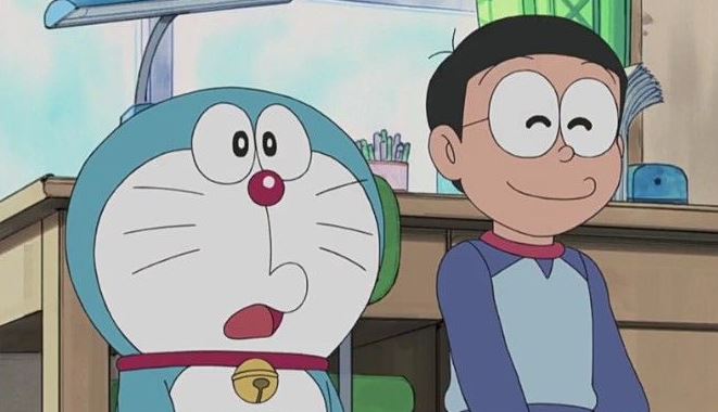 Ảnh Doraemon ngạc nhiên bên Nobita bí ẩn