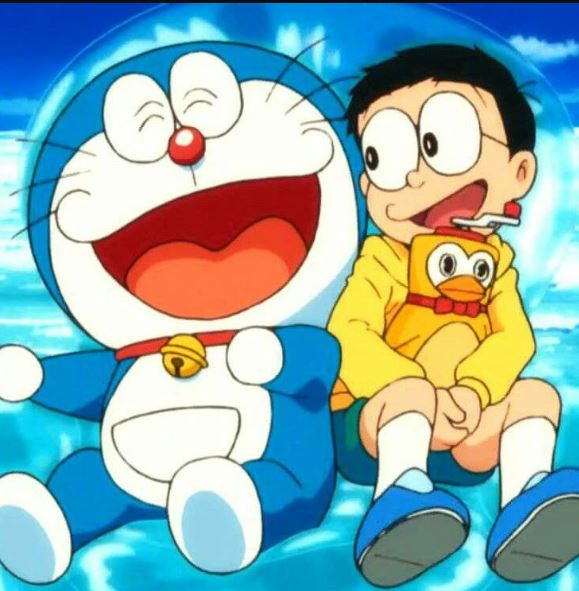 Ảnh Doraemon cười to cùng Nobita
