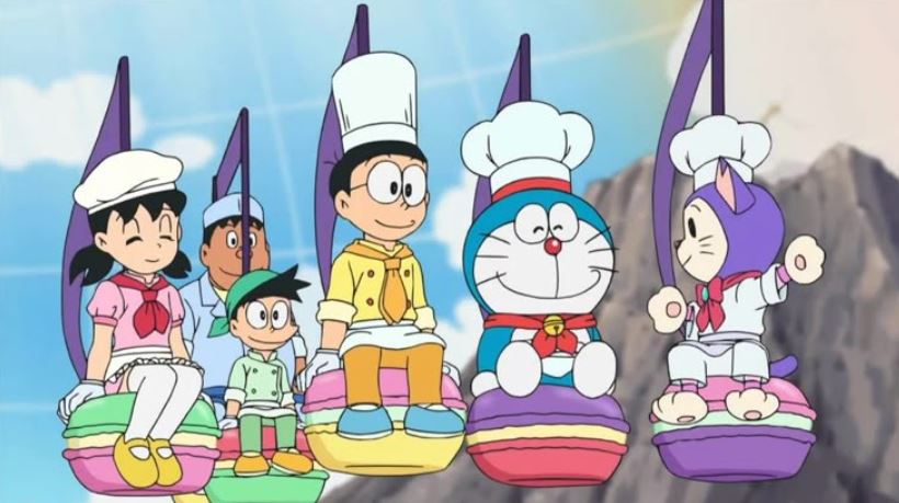 Doraemon và nhóm bạn mặc đồ đầu bếp đáng yêu