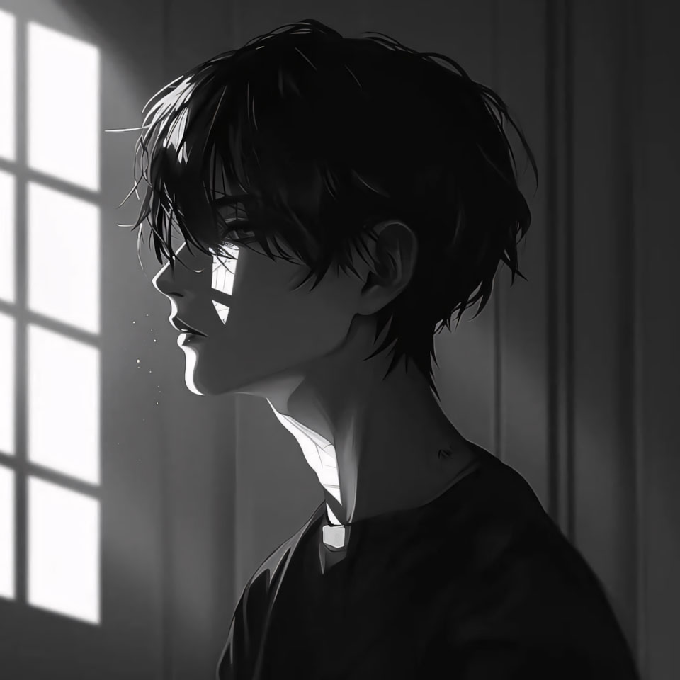 avatar anh anime nam buon den trang 960px 960px 1