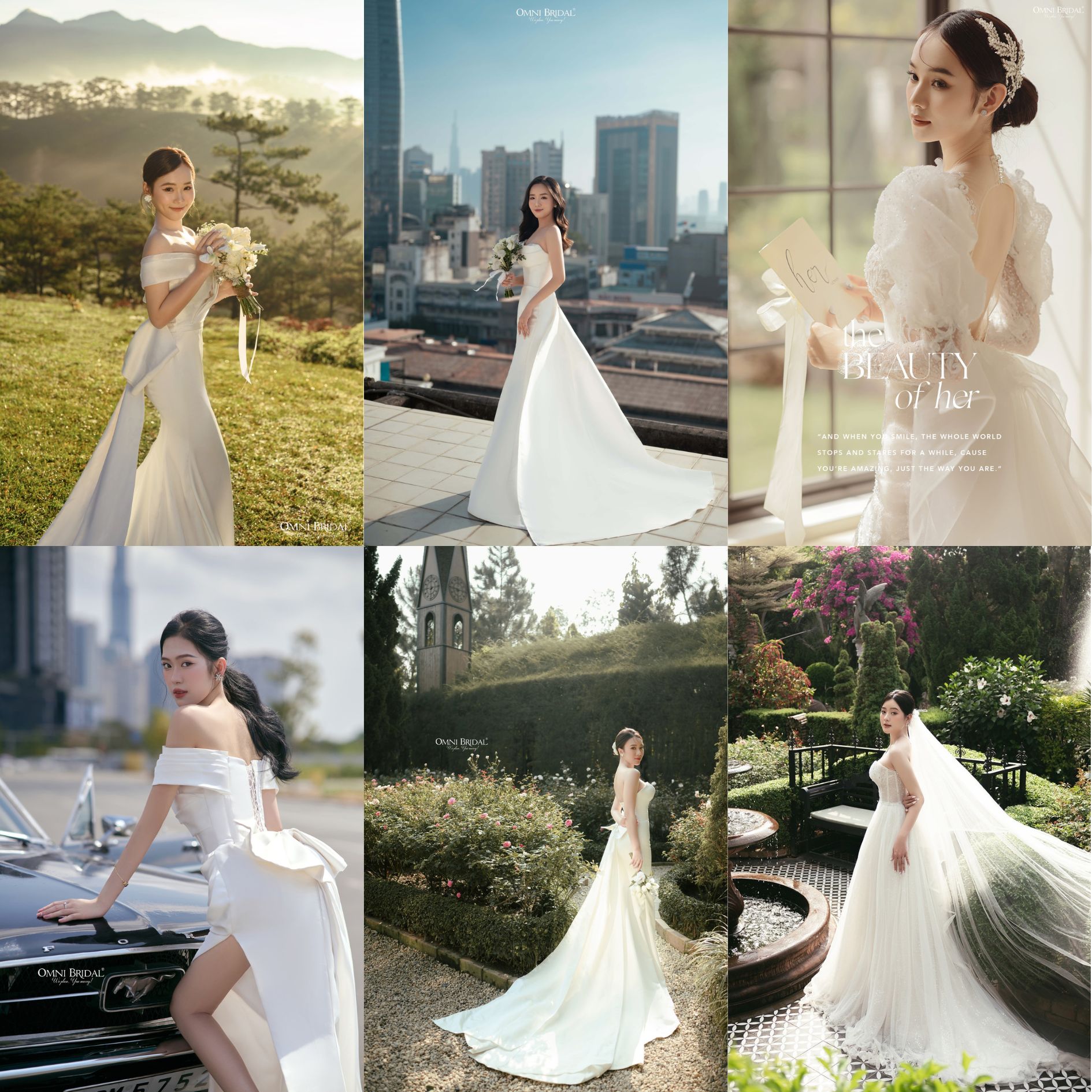 Tư thế cô dâu đứng nghiêng ngoảnh đầu lại