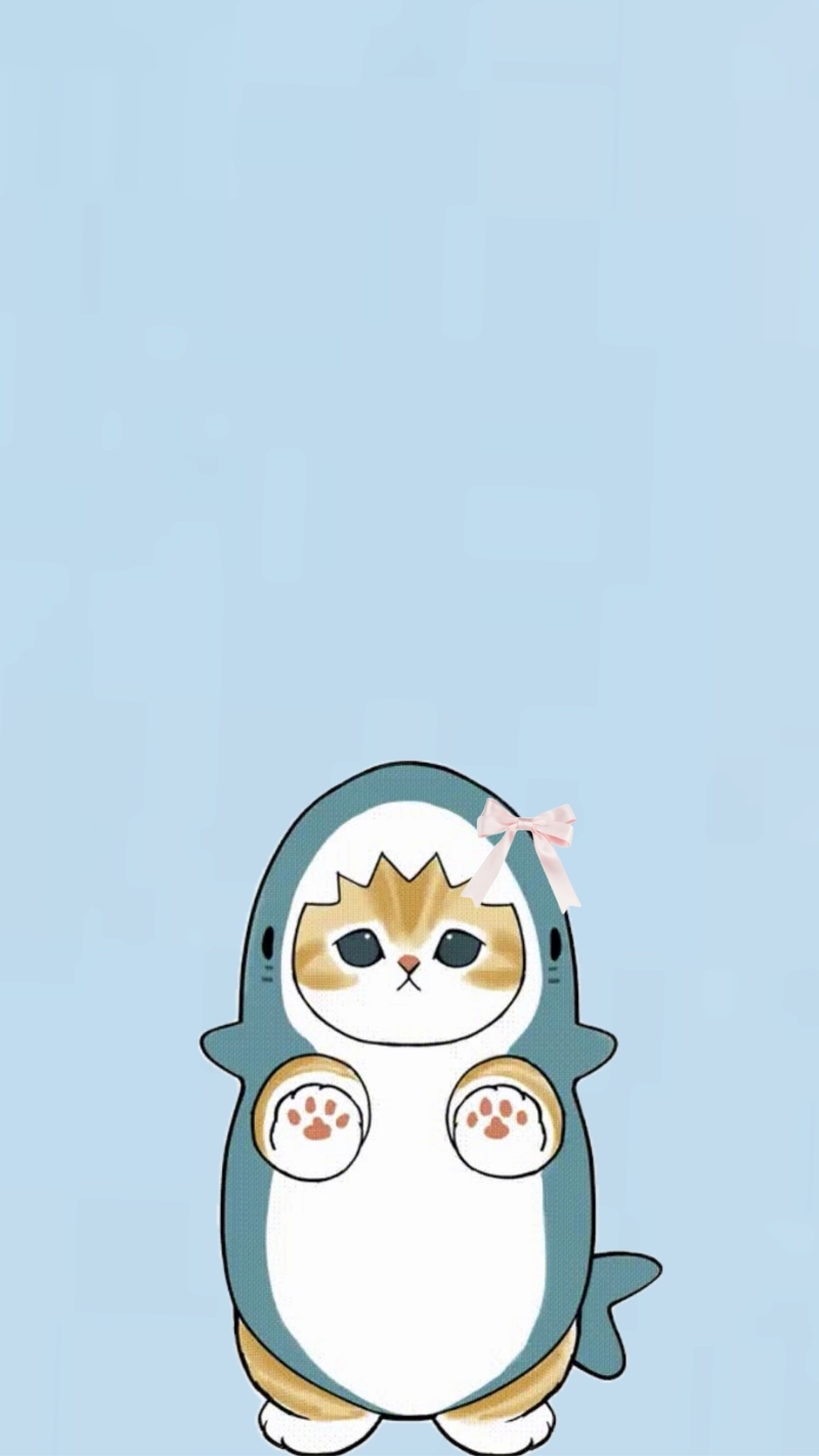 ảnh nền cute điện thoại mèo xanh dương