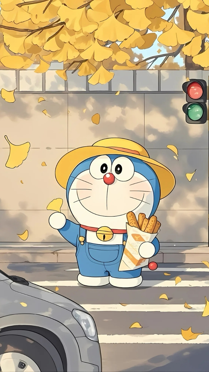ảnh nền điện thoại Doraemon mùa thu