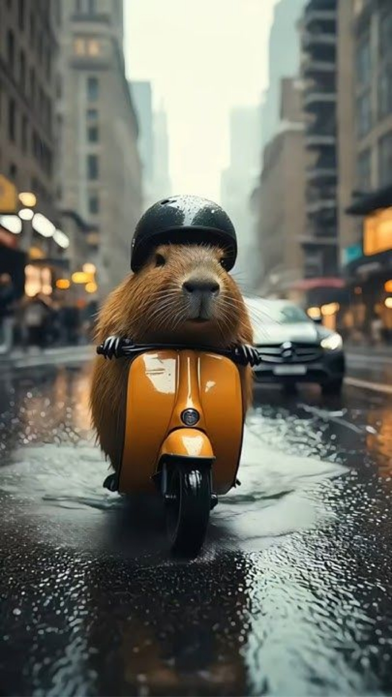 ảnh nền cute điện thoại capybara lái xe