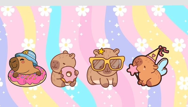 ảnh nền cute capybara phong cách