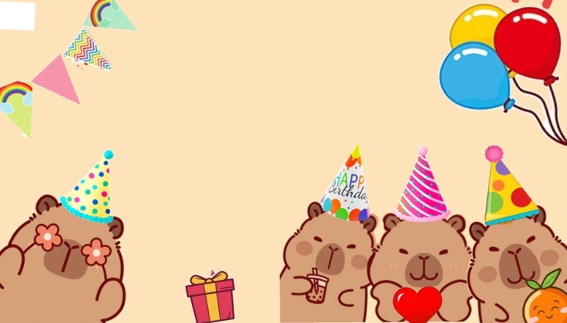 ảnh nền cute capybara sinh nhật