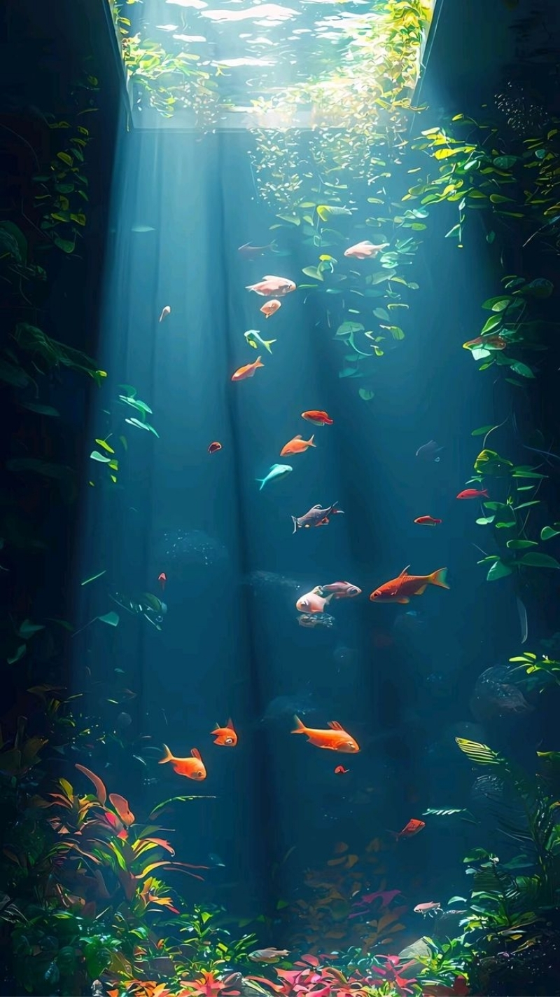 ảnh nền cute điện thoại cá bơi lượn